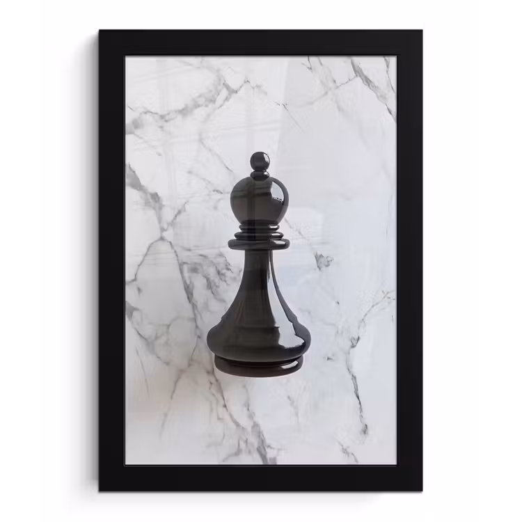 Bilder mit Rahmen - Schachfigur - Läufer - Schwarz - Marmor — 1