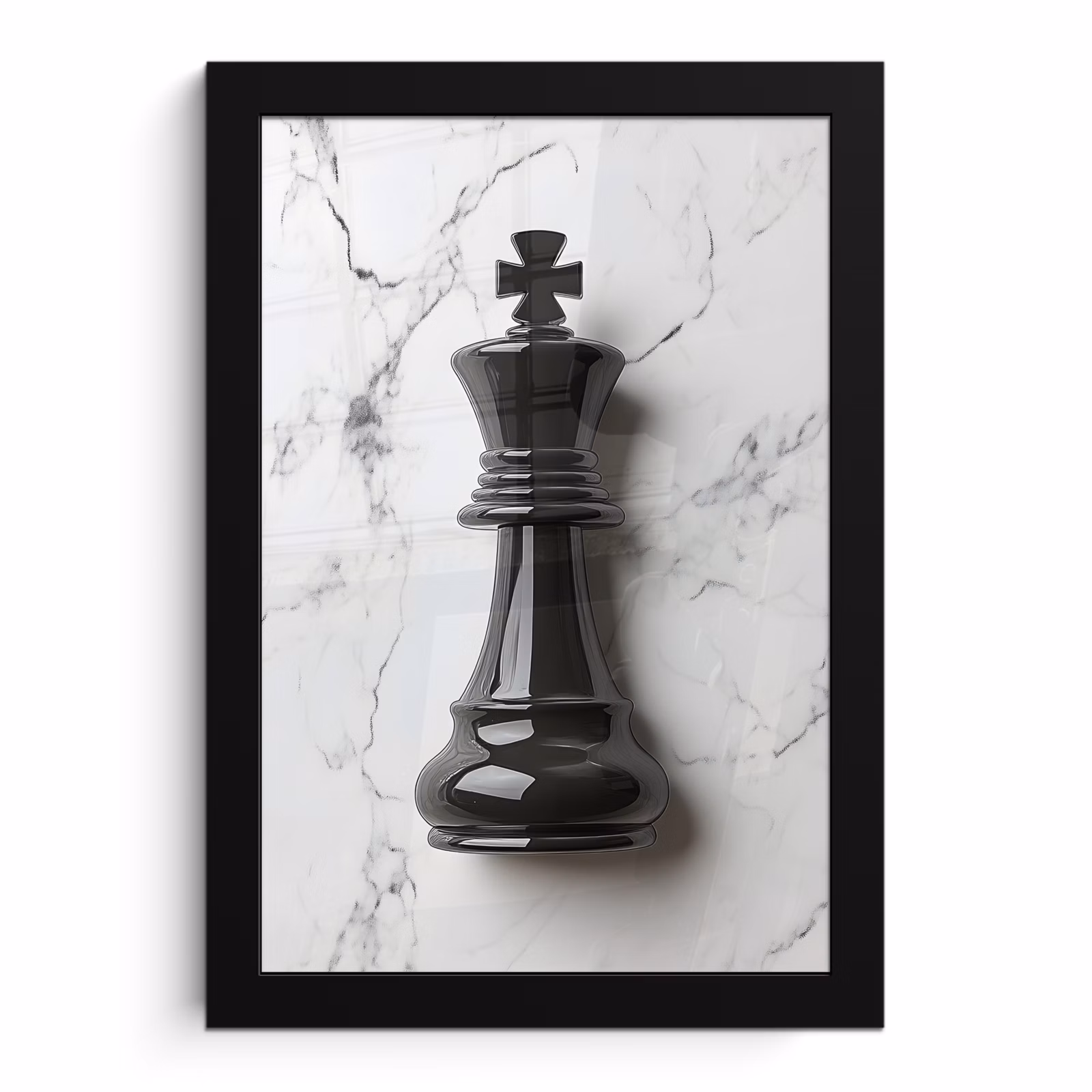 Bilder mit Rahmen - Schachfigur - König - Schwarz - Marmor — 1