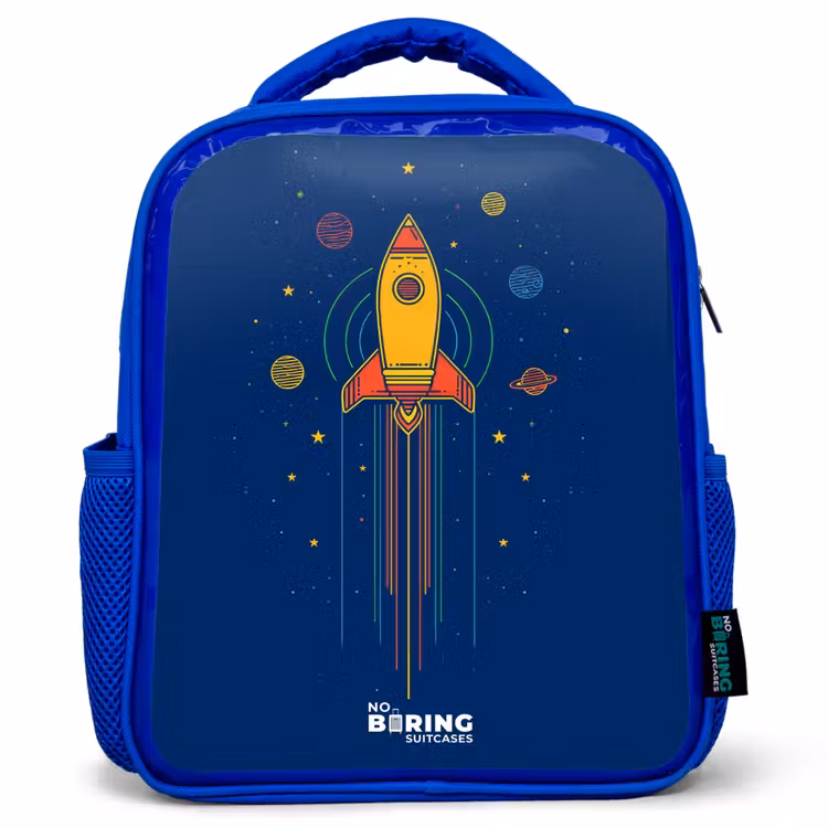Kinderrucksack - Blau - Rakete - Planeten - Sterne — 1