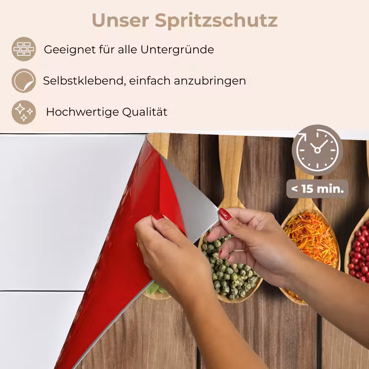 Spritzschutz Küche - Löffel - Kräuter - Holz — 5