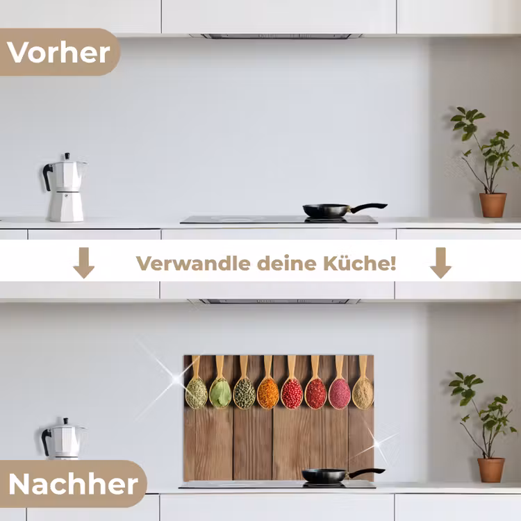 Spritzschutz Küche - Löffel - Kräuter - Holz — 7