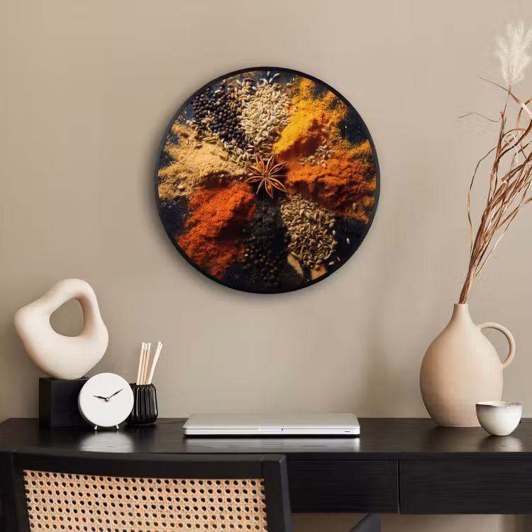 Poster im Rahmen Rund - Gewürze - Explosion - Orange — 3