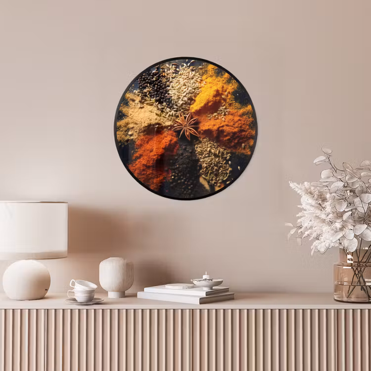 Poster im Rahmen Rund - Gewürze - Explosion - Orange — 5