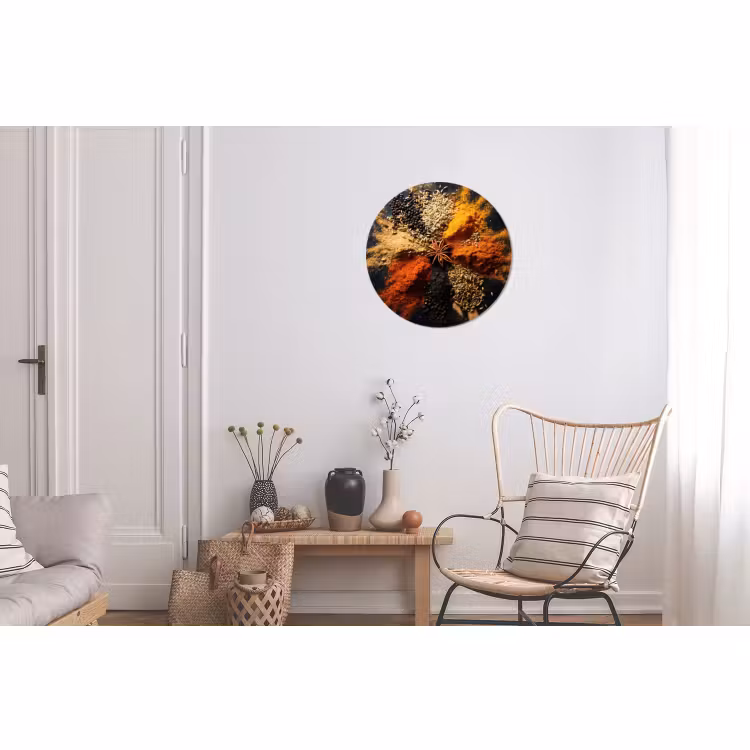 Alu-Dibond-Bild Rund - Gewürze - Explosion - Orange — 2