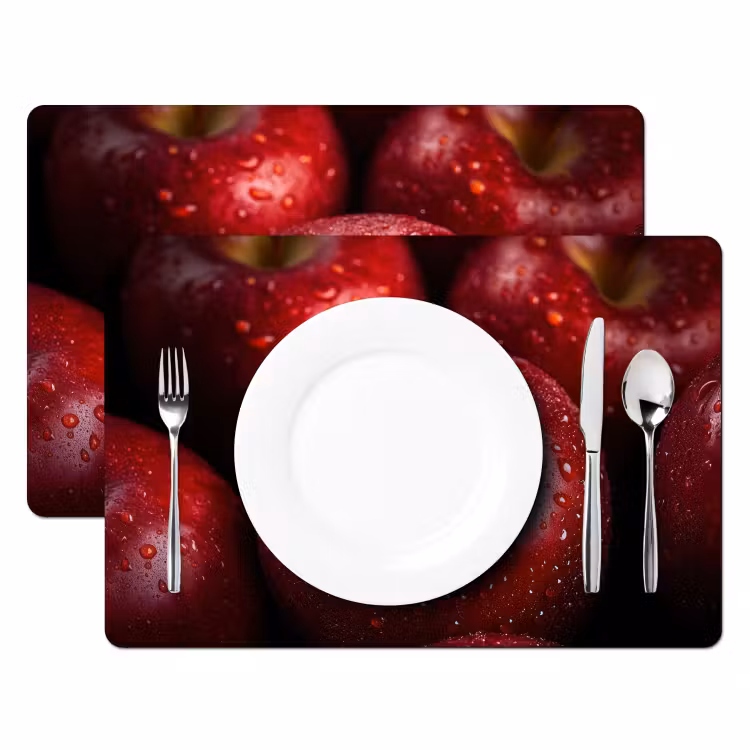 Tischset - 6 Stück - Rot - Äpfel - Obst — 2