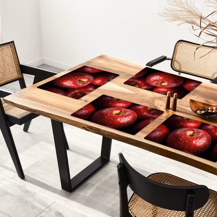 Tischset - 6 Stück - Rot - Äpfel - Obst — 3