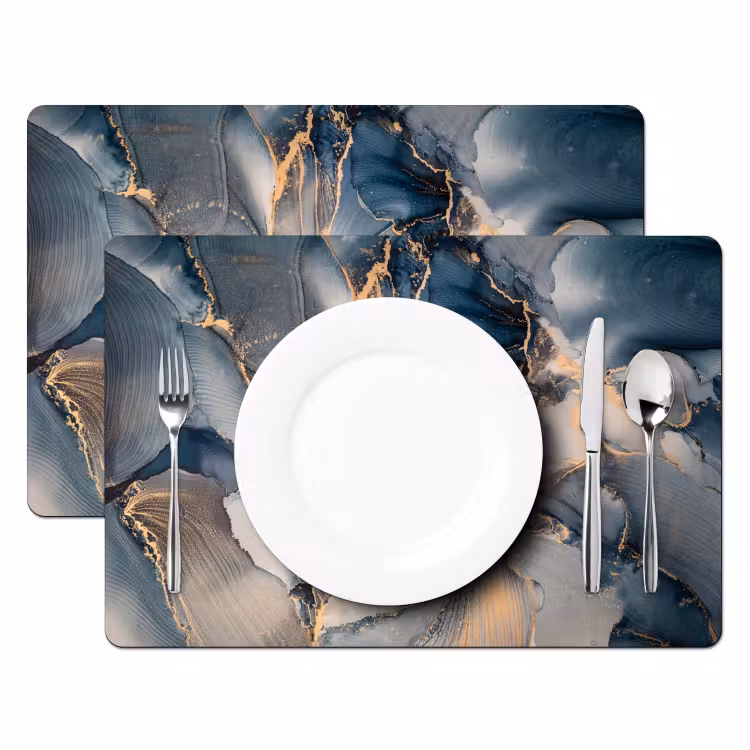 Tischset - 6 Stück - Marmor - Grau - Blau - Luxus - Gold — 2