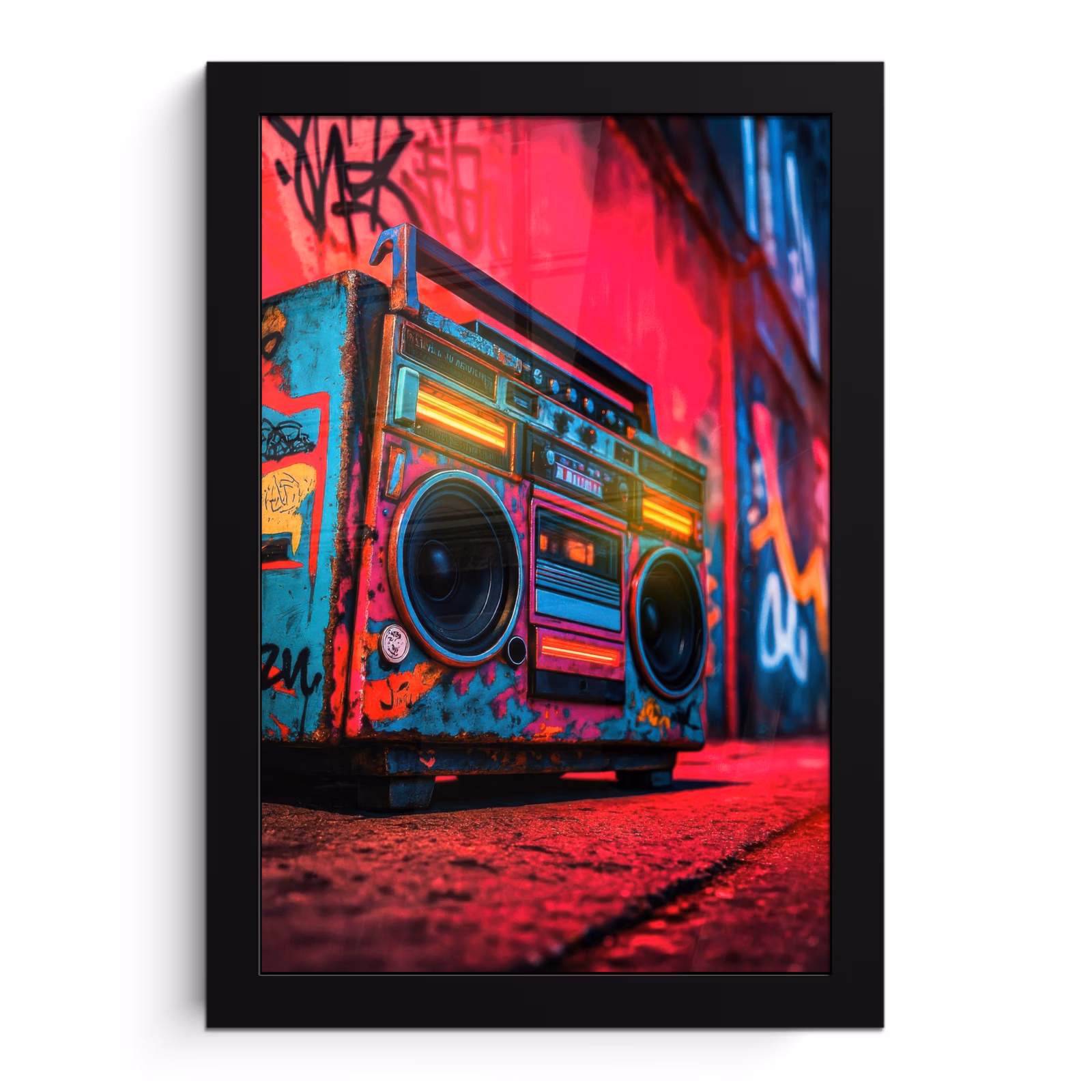 Bilder mit Rahmen - Boombox - Rot - Graffiti - Neon — 1