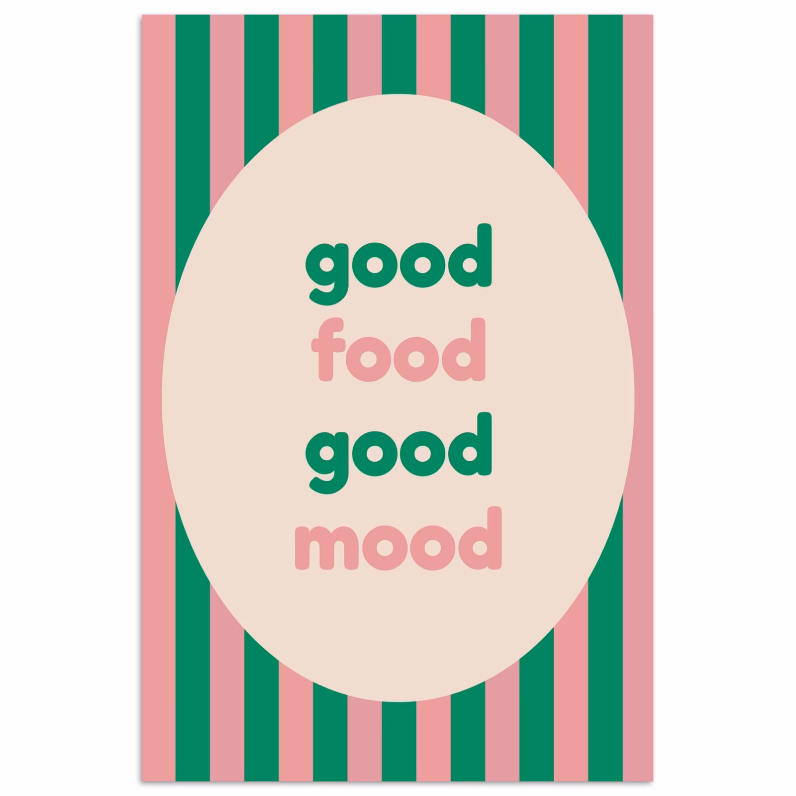 Poster - Gestreift - Zitat - Oval - Rosa — 1
