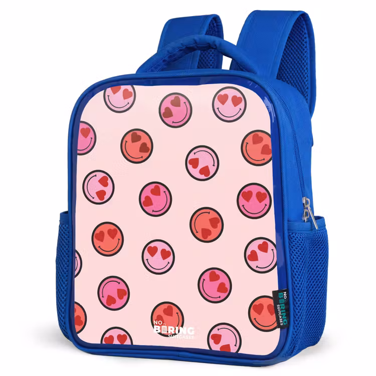 Kinderrucksack - Blau - Herz - Smiley - Muster — 8