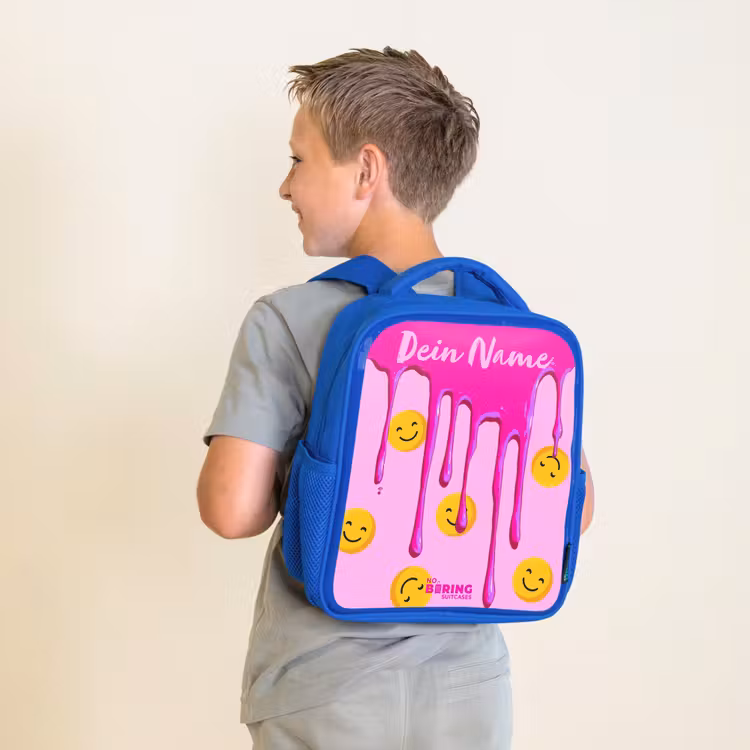 Kinderrucksack - Blau - Farbe - Smiley - Rosa — 5