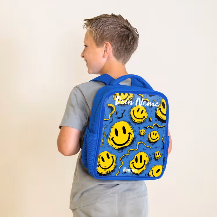 Kinderrucksack - Blau - Smiley - Blau - Gelb — 5