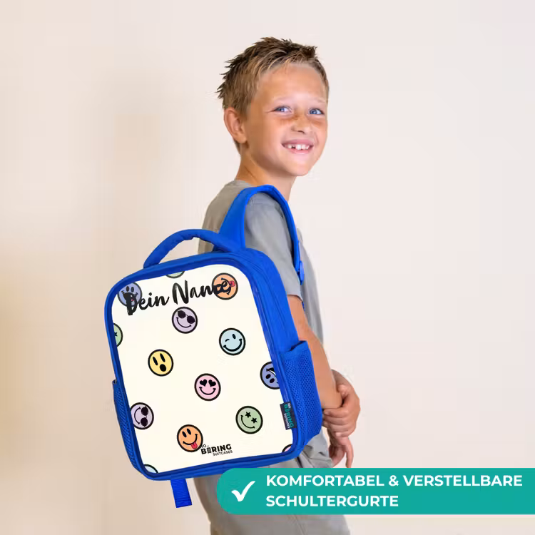Kinderrucksack - Blau - Verspielter Smiley-Mix — 3