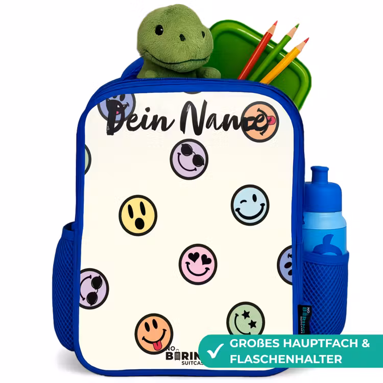 Kinderrucksack - Blau - Verspielter Smiley-Mix — 4