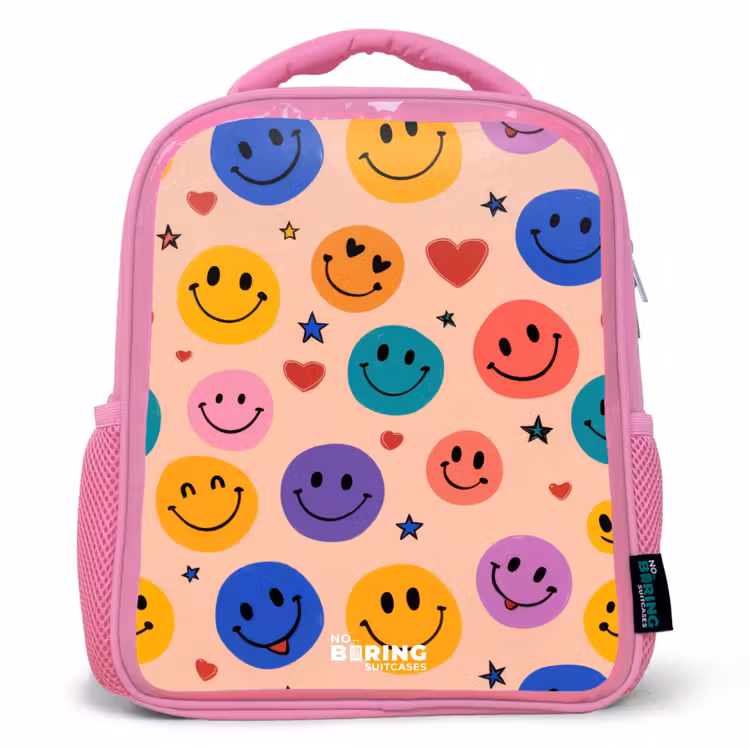 Rucksack Kind - Rosa - Fröhliches Smiley-Muster — 1