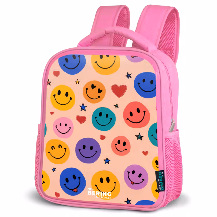 Rucksack Kind - Rosa - Fröhliches Smiley-Muster — 2