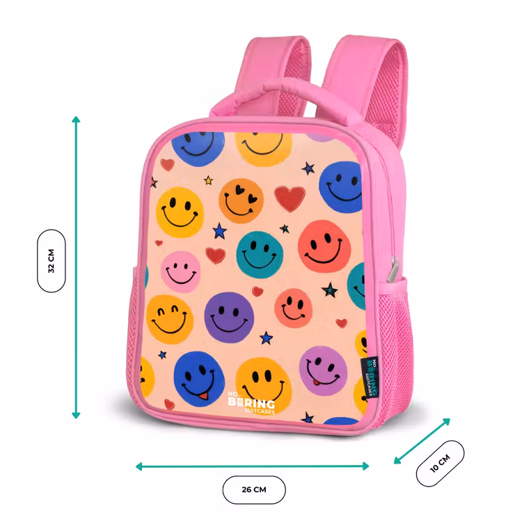 Rucksack Kind - Rosa - Fröhliches Smiley-Muster — 4