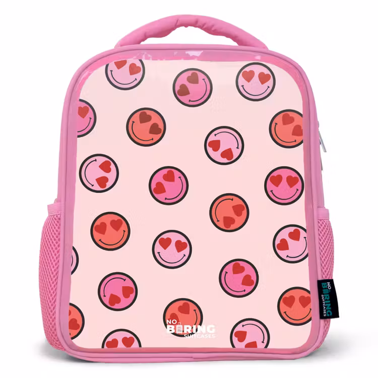 Rucksack Kind - Rosa - Herz - Smiley - Muster — 1