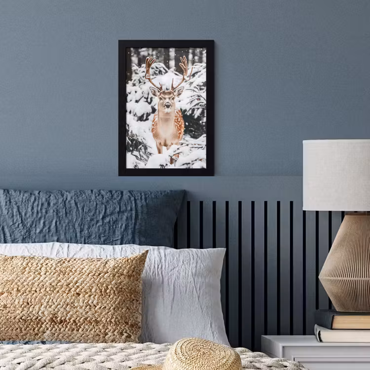 Bilder mit Rahmen - Hirsche - Schnee - Winter - Wald - Tiere — 3