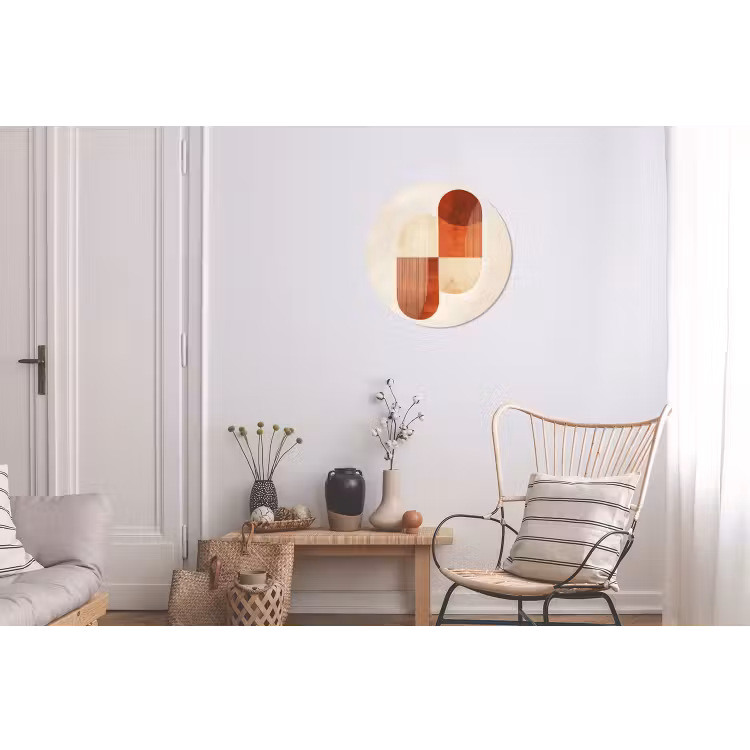 Alu-Dibond-Bild Rund - Bögen - Beige - Formen — 2