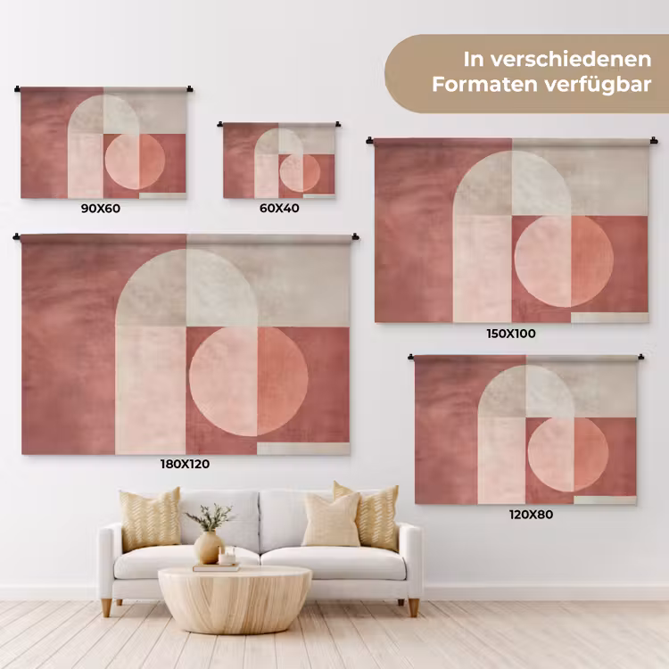 Wandteppich - Figuren - Abstrakt - Rosa — 8