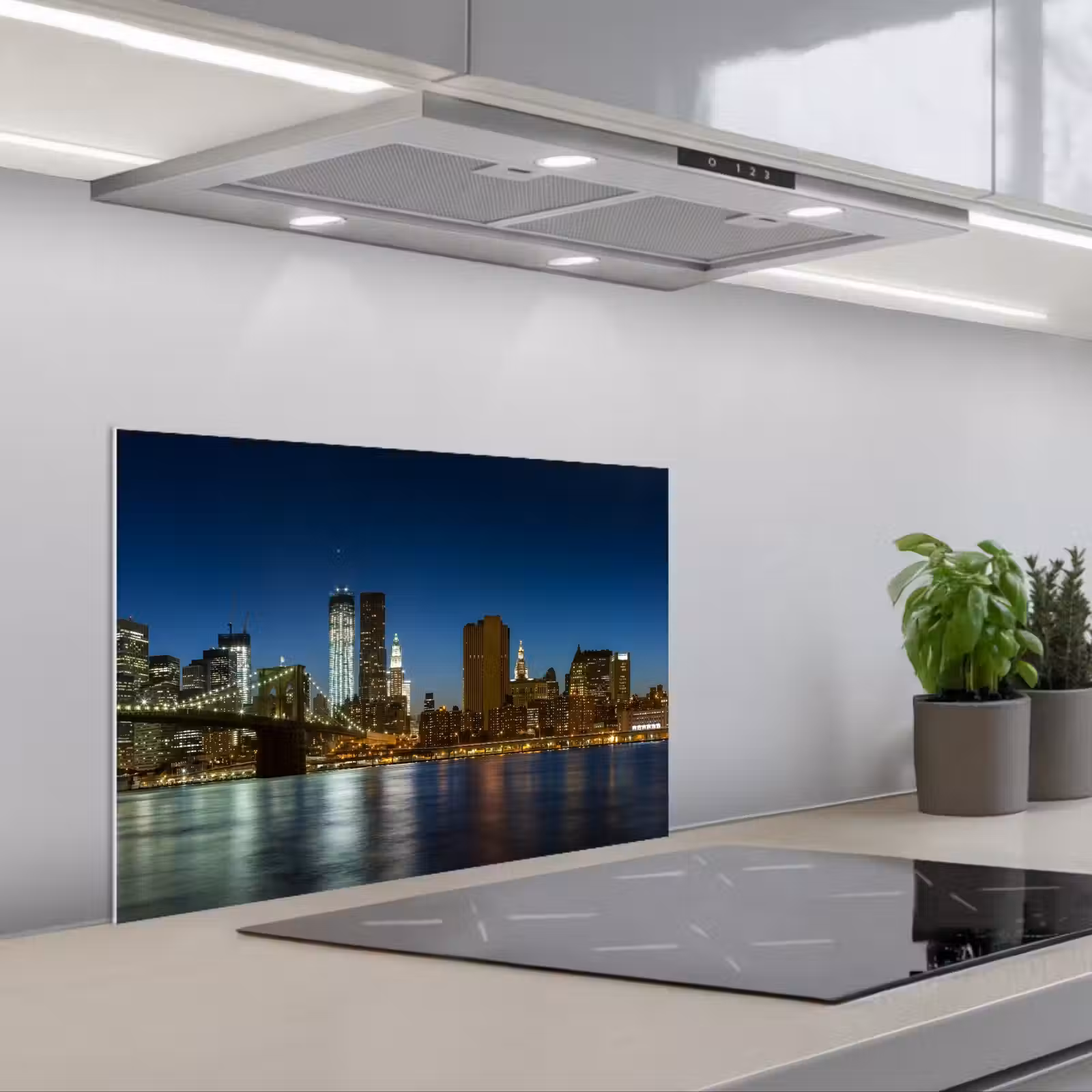 Spritzschutz Küche - Lichter der Stadt - Abend - Skyline - Brücke — 1