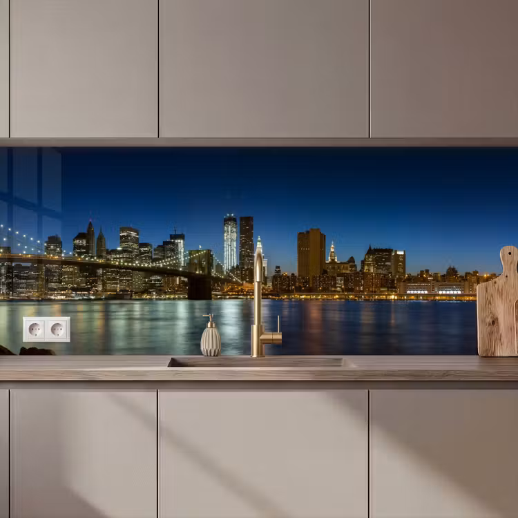 Küchenrückwand - Lichter der Stadt - Abend - Skyline - Brücke — 1