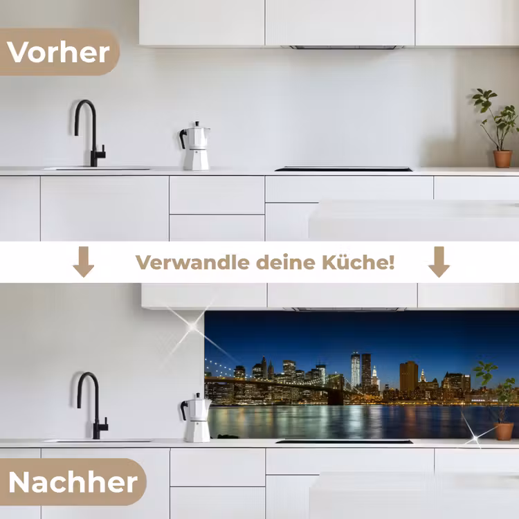 Küchenrückwand - Lichter der Stadt - Abend - Skyline - Brücke — 3