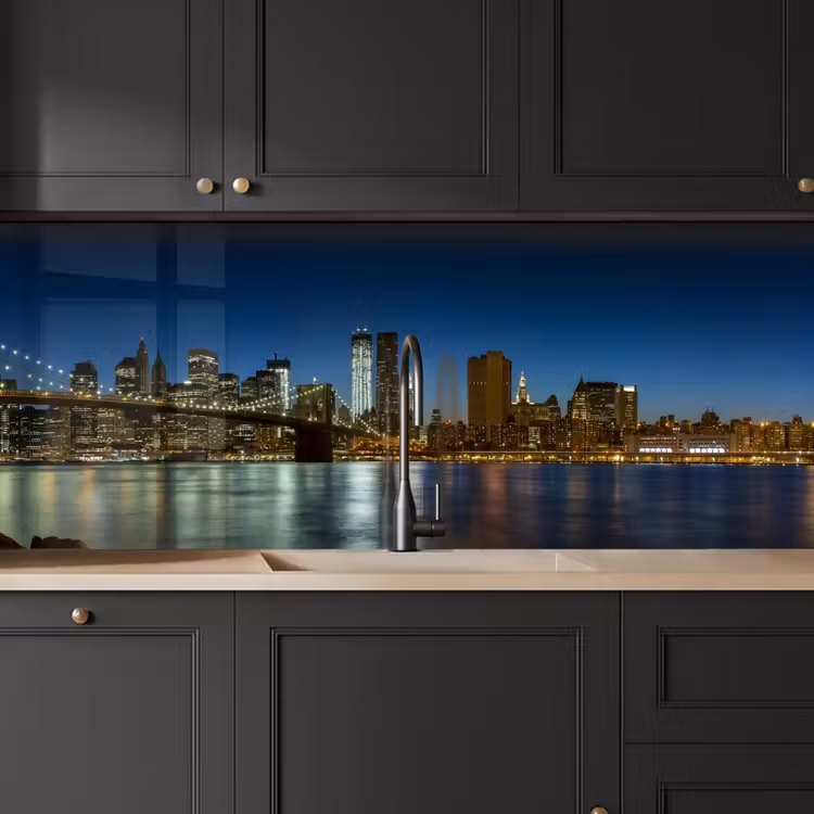 Küchenrückwand - Lichter der Stadt - Abend - Skyline - Brücke — 6
