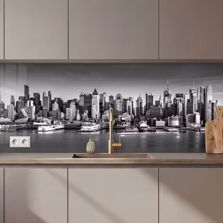 Küchenrückwand - Skyline - Stadt - Wolkenkratzer - Schwarz - Weiß — 1
