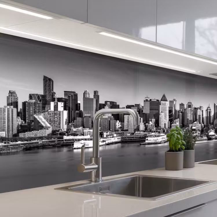 Küchenrückwand - Skyline - Stadt - Wolkenkratzer - Schwarz - Weiß — 2