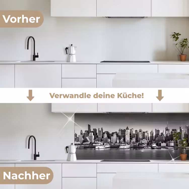 Küchenrückwand - Skyline - Stadt - Wolkenkratzer - Schwarz - Weiß — 3