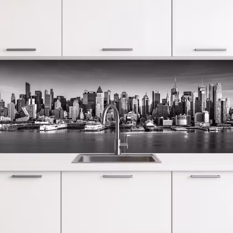 Küchenrückwand - Skyline - Stadt - Wolkenkratzer - Schwarz - Weiß — 4