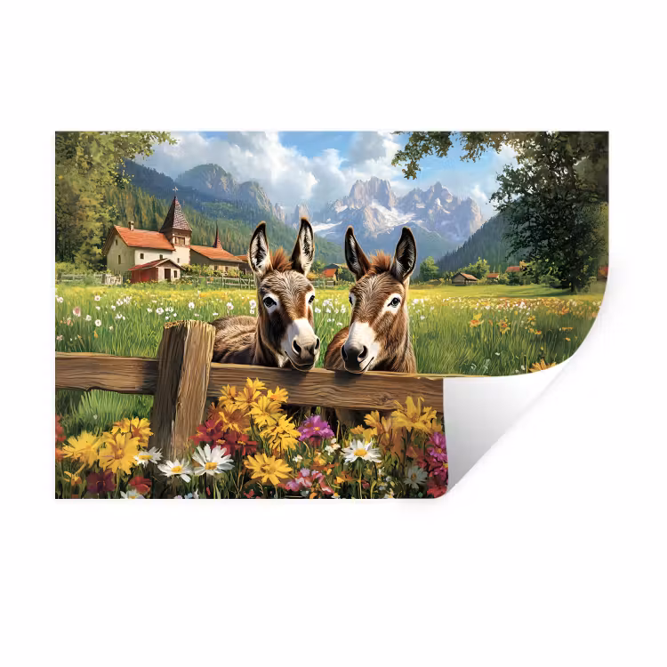 Wandtattoo – Esel - Blumen - Sommer — 1