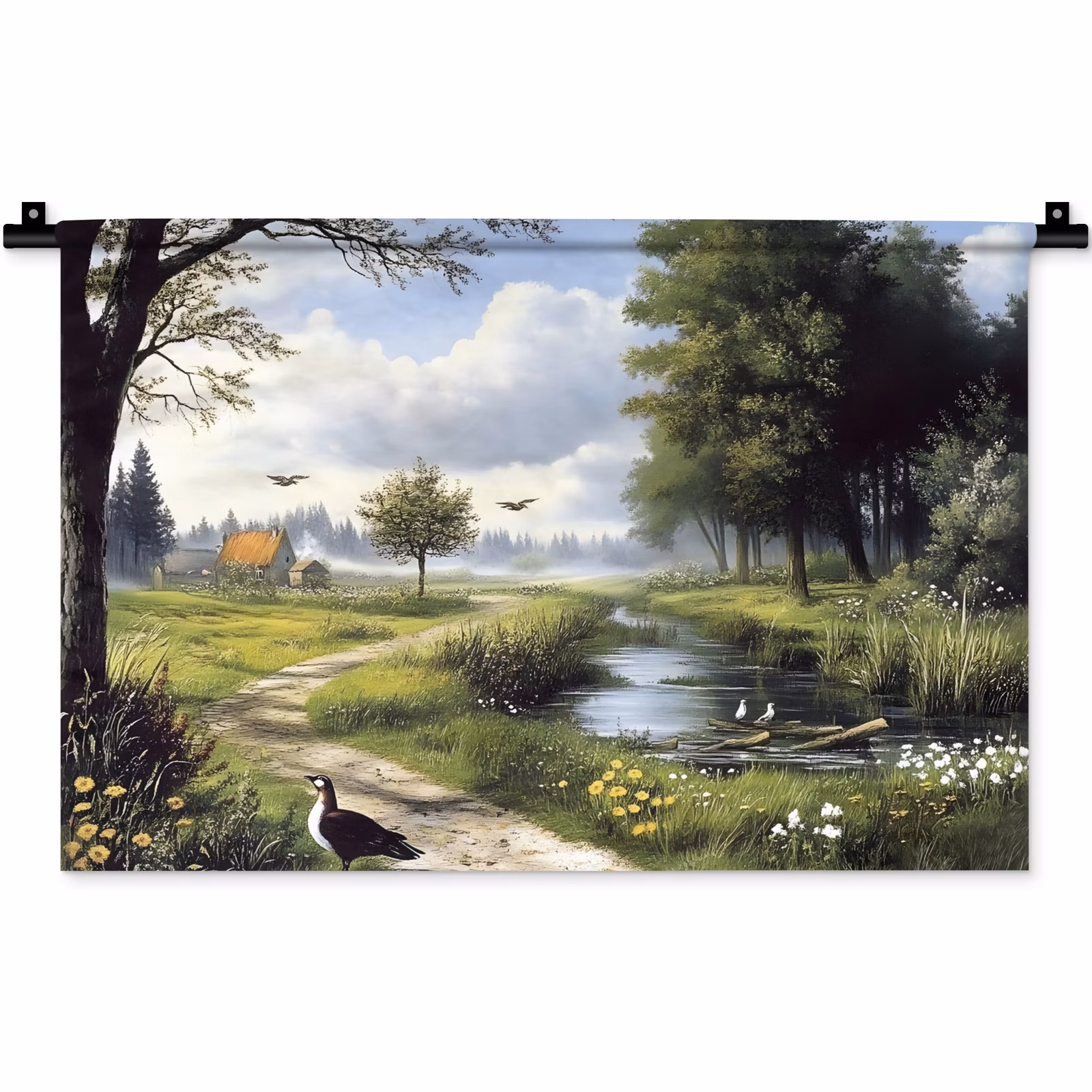 Wandteppich - Sandiger Weg - Grüne Landschaft - Wasser — 1