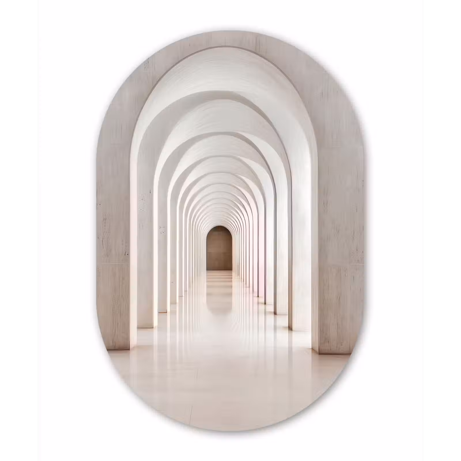 Alu-Dibond-Bild Oval - Flur - Bögen - Symmetrisch - Modern — 1