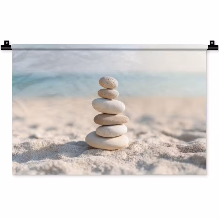 Wandteppich - Steine - Stapel - Sand - Meer — 1