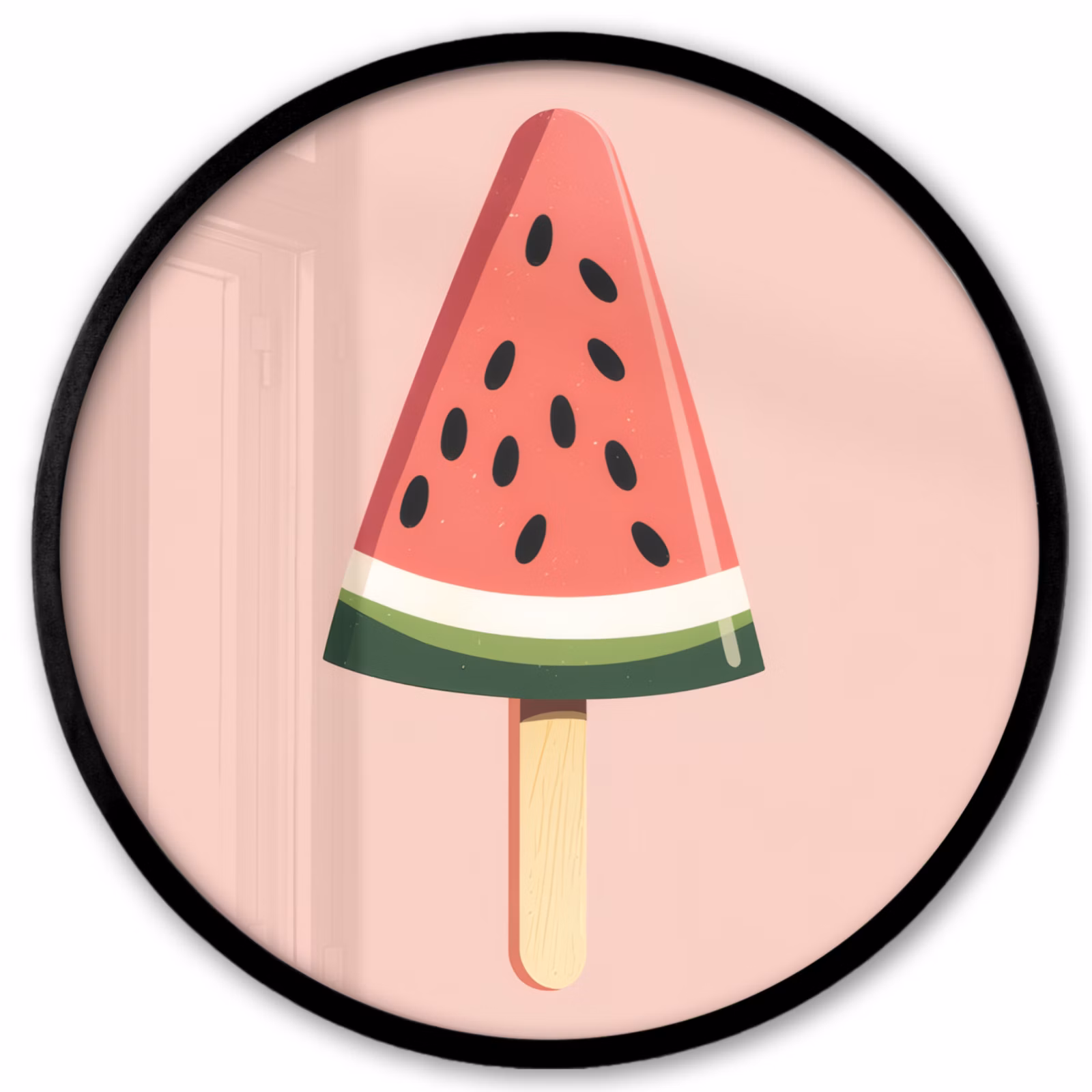 Poster im Rahmen Rund - Wassermelone - Eiscreme - Kerne - Rot — 1