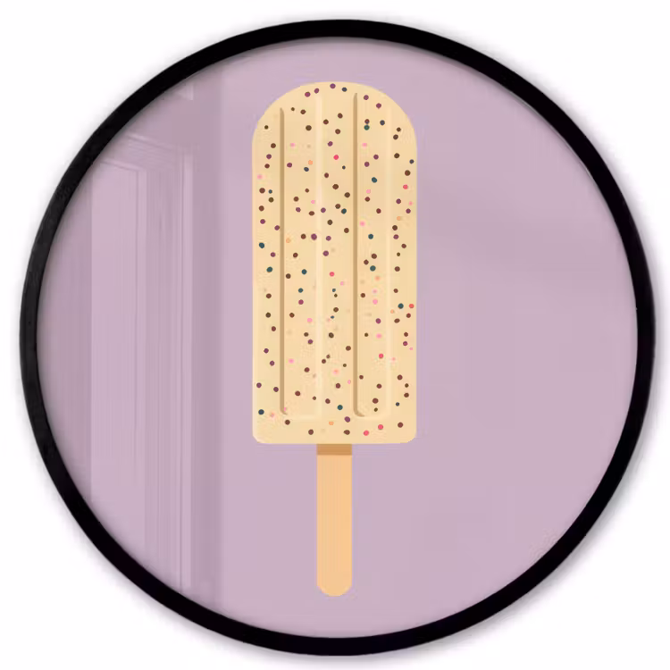 Poster im Rahmen Rund - Beige - Eiscreme - Sprenkeln — 1
