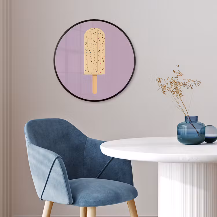 Poster im Rahmen Rund - Beige - Eiscreme - Sprenkeln — 4