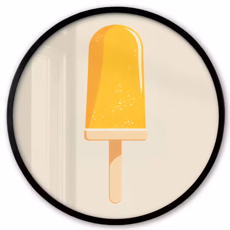Poster im Rahmen Rund - Eis am Stiel - Orange - Wasser — 1