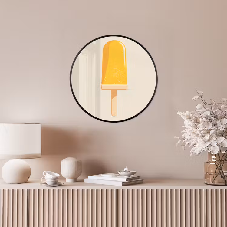 Poster im Rahmen Rund - Eis am Stiel - Orange - Wasser — 5
