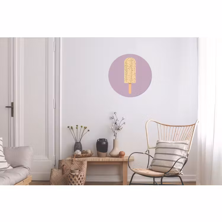 Alu-Dibond-Bild Rund - Beige - Eiscreme - Sprenkeln — 2