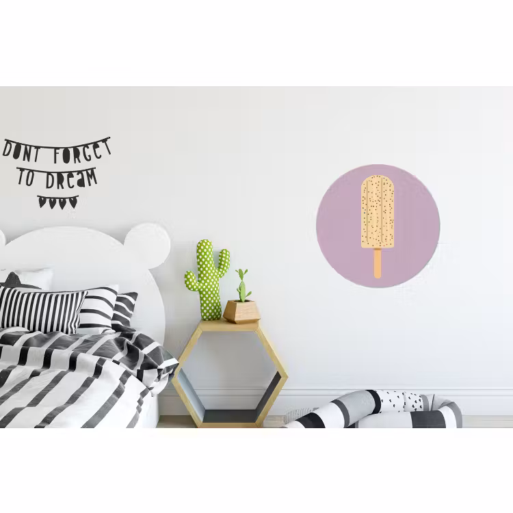 Alu-Dibond-Bild Rund - Beige - Eiscreme - Sprenkeln — 4