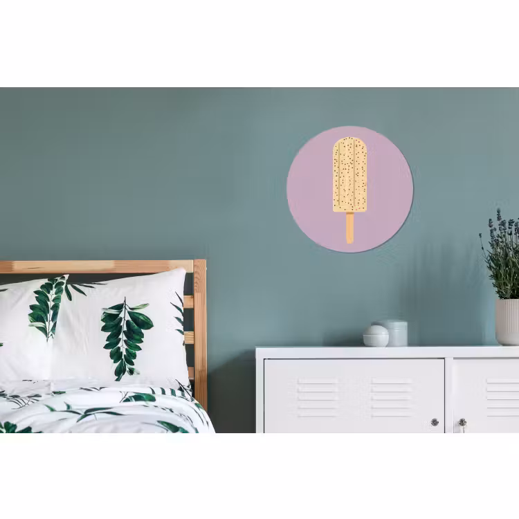 Alu-Dibond-Bild Rund - Beige - Eiscreme - Sprenkeln — 5