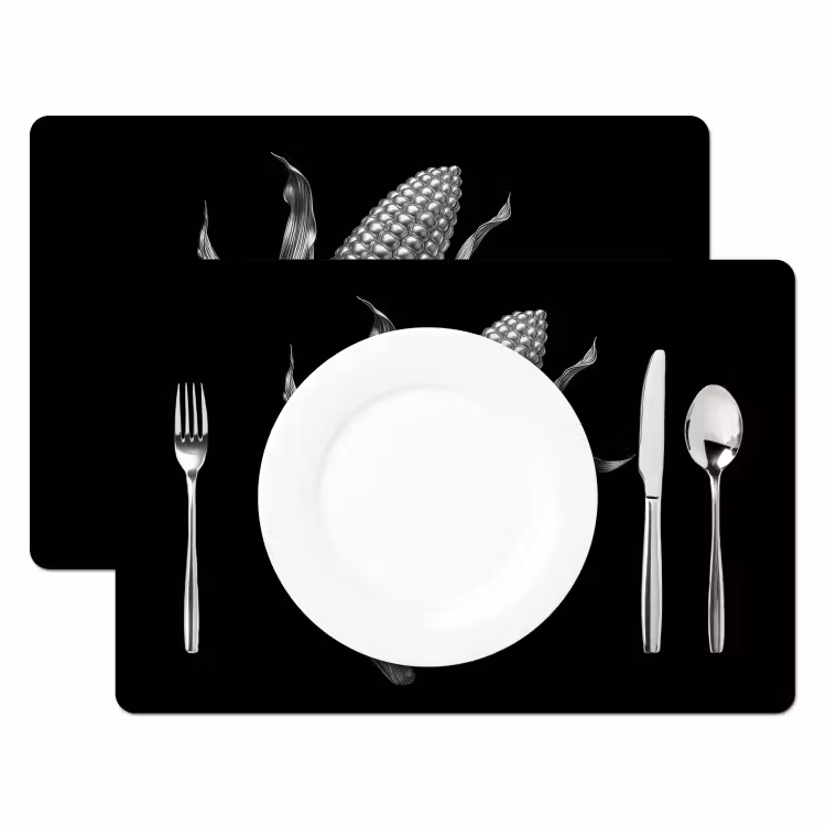 Tischset - 6 Stück - Maiskolben - Glänzendes Metall - Elegant — 2