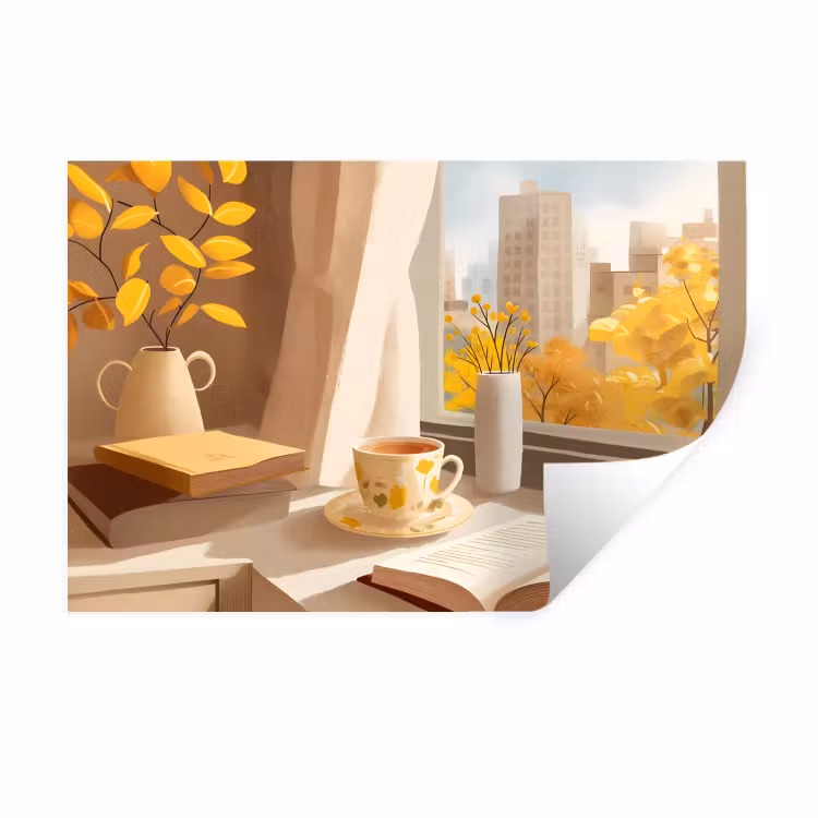 Wandtattoo – Tee - Buch - Tee - Herbst — 1