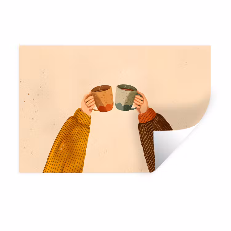 Wandtattoo – Illustration - Becher - Prost - Braun — 1