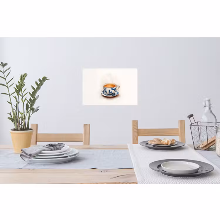 Wandtattoo – Teetasse - Blätter - Blau — 4