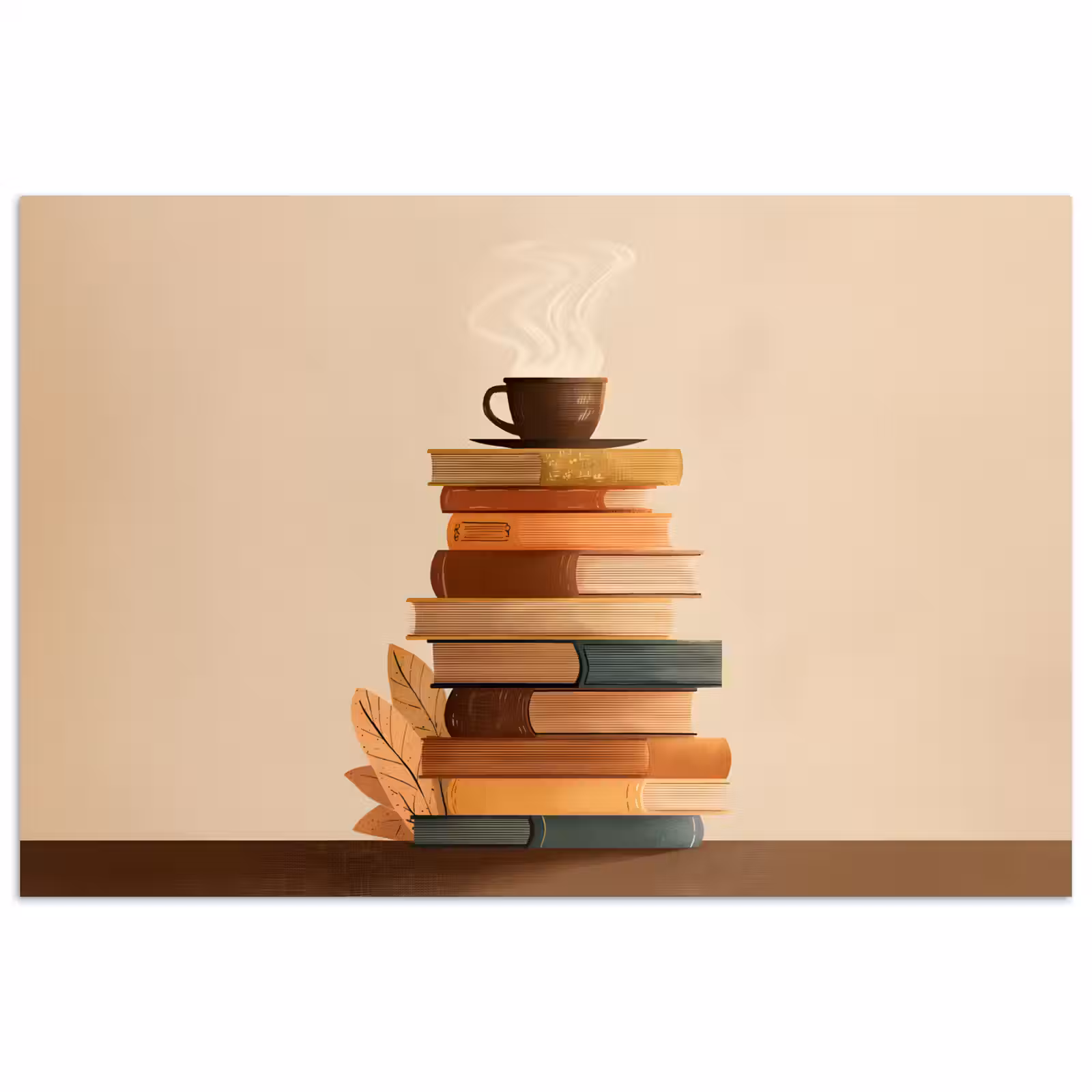 Poster - Bücher - Turm - Kaffee - Beige — 1